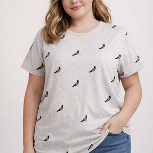 Bird Print Gray T-Shirt